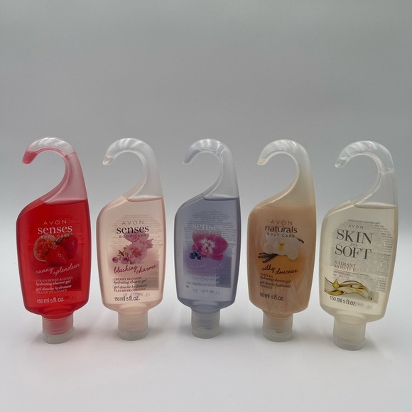 5 Avon Senses Body Care Shower Gel Hanging Bottles Assorted Scents NEW - Picture 1 of 8